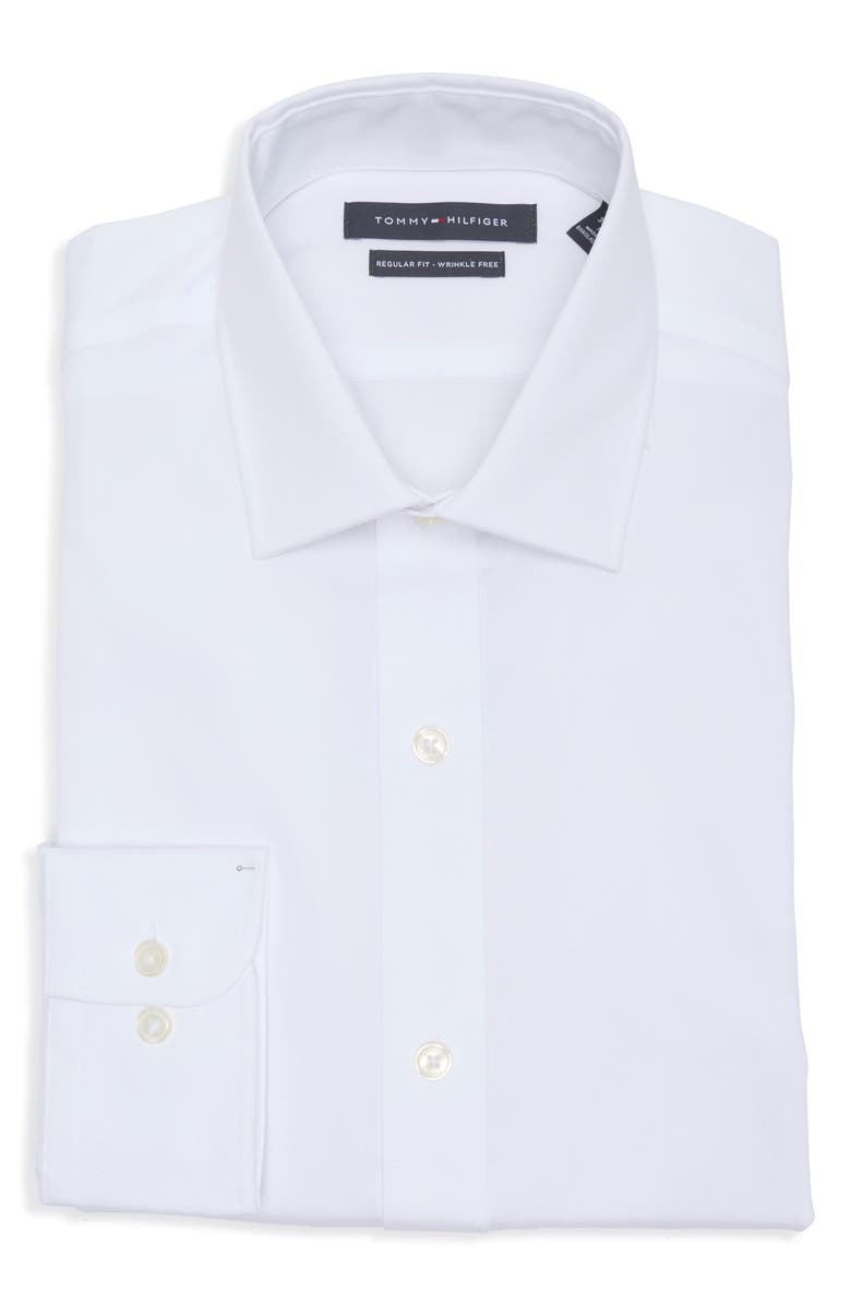 Tommy Hilfiger Regular Fit Wrinkle Resistant Cotton Dress Shirt, Alternate, color, White