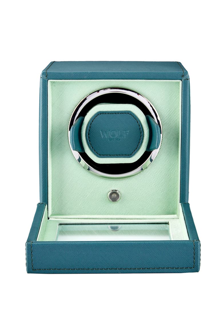 Cub Single Watch Winder with Cover, Alternate, color, Seltzer Teal/Mint