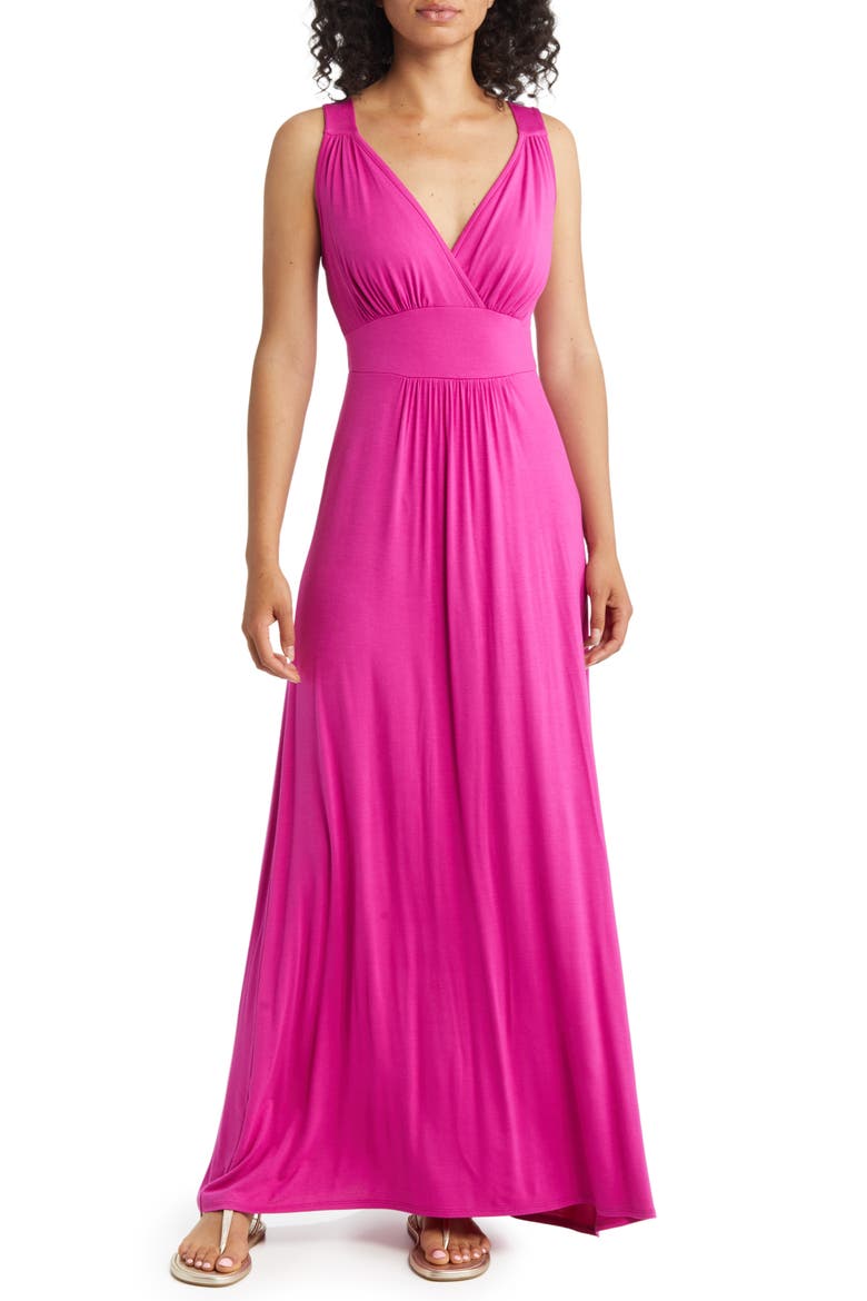 Empire Waist Sleeveless Maxi Dress, Main, color, MAGENTA