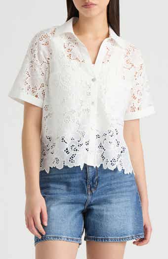 NVLT Sheer Cotton Lace Camp Shirt