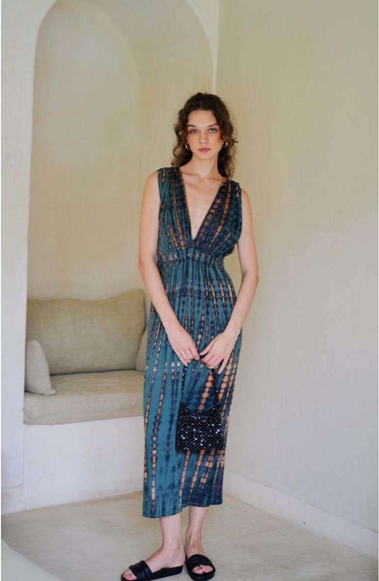 PINK HALEY Clara Maxi Slip Dress in Deep Sea Blue, Alternate, color, Blue