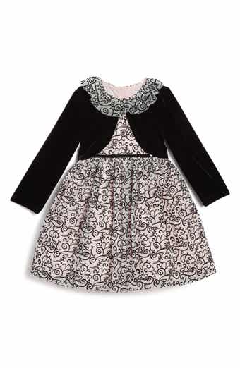 Pippa & Julie Kids' Flocked Mesh Dress & Shrug Set