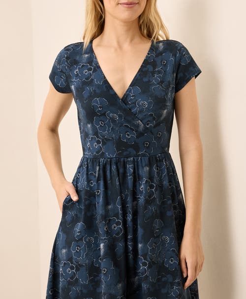 Pact Fit & Flare Crossover Dress In Blue