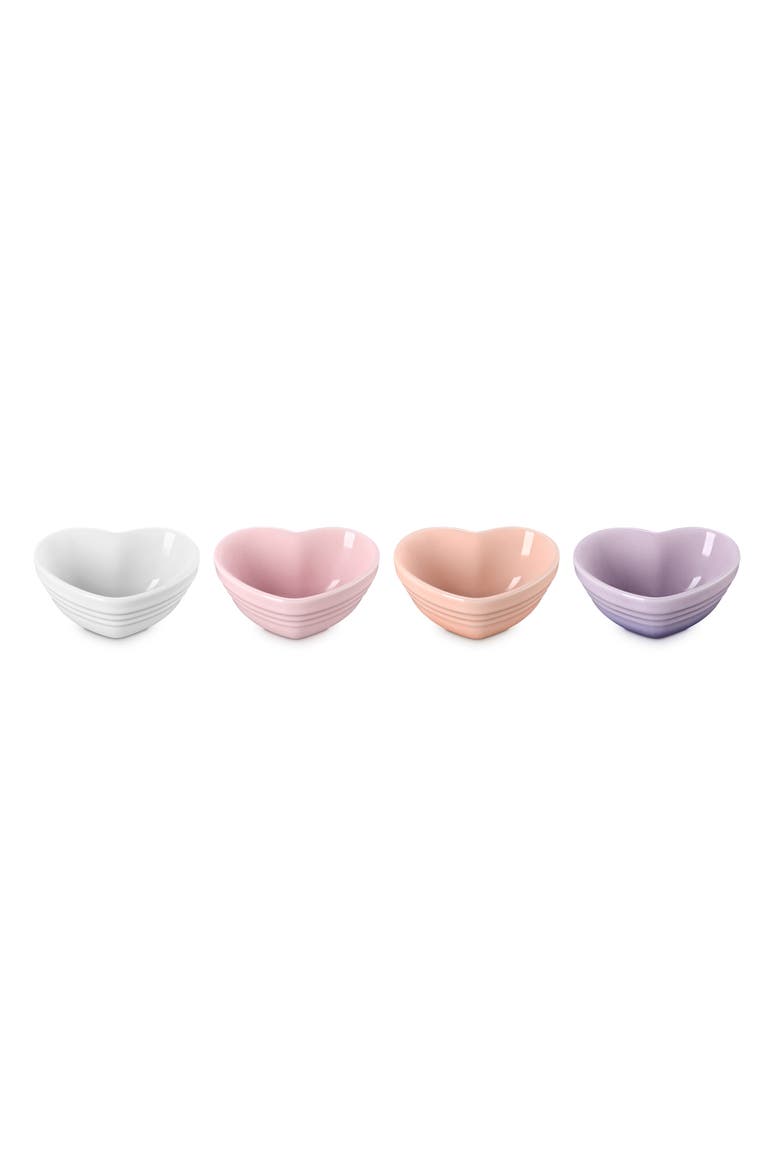 Set of 4 Stoneware Mini Heart Bowls, Main, color, MULTICOLOR