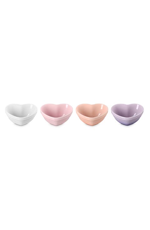 Set of 4 Stoneware Mini Heart Bowls