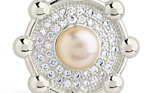 Sterling Forever Etta Cubic Zirconia & Faux Pearl Pendant Necklace In Silver