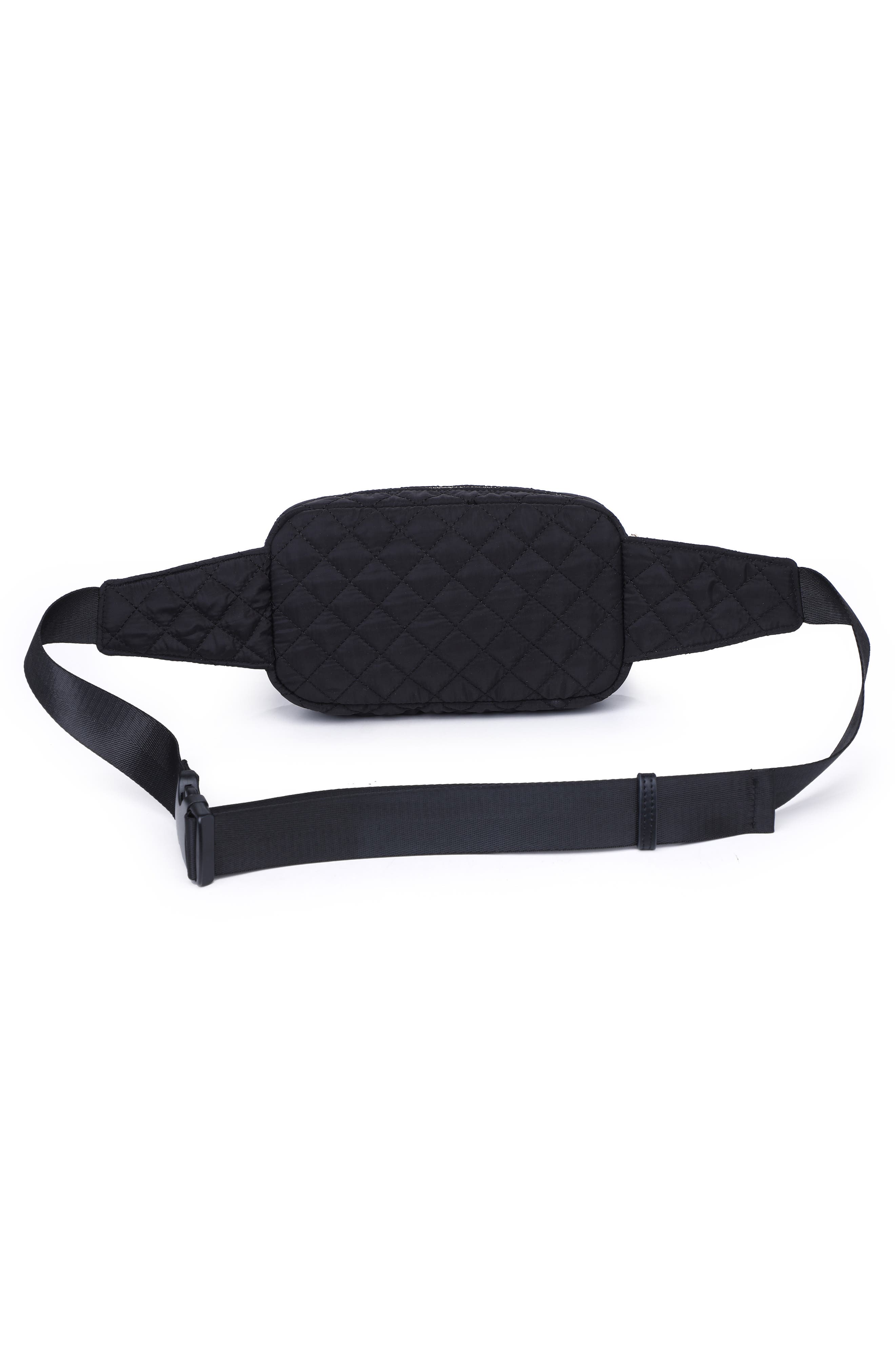 Quilted Nylon Belt Bag, Alternate, color, BLACK
