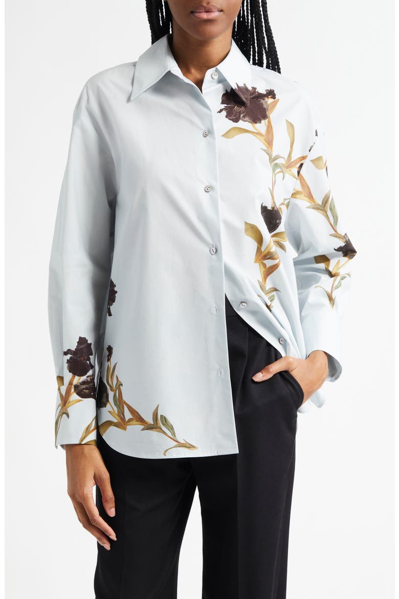 Iris Button-Up Shirt, Main, color, SALT GLASS/ BLACK IRIS