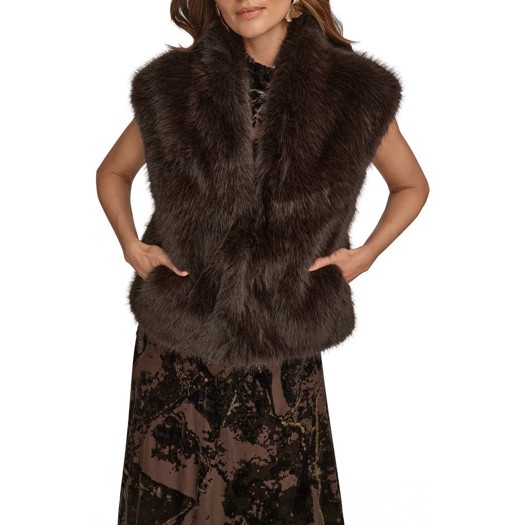 Donna Karan New York Faux Fur Vest In Multi