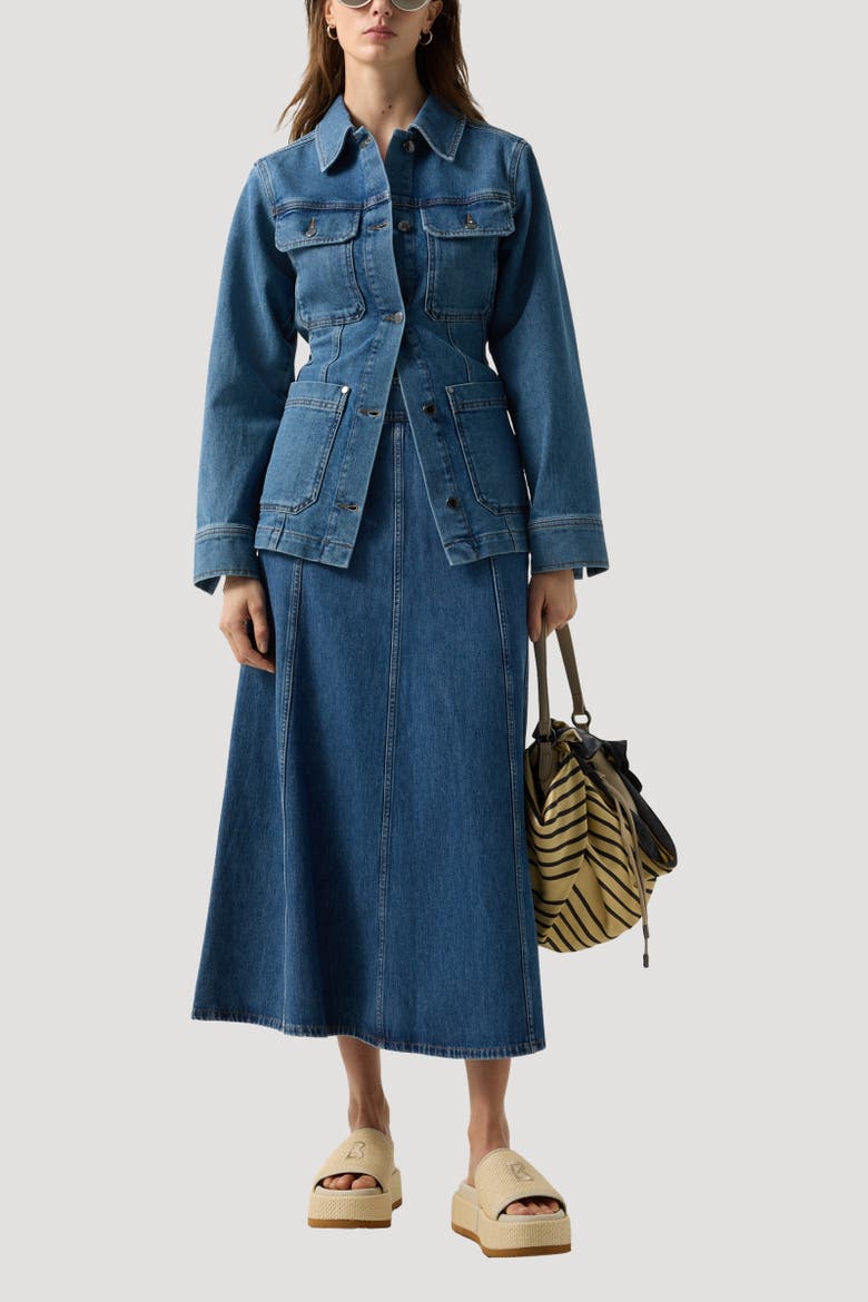 Naila Denim Skirt, Alternate, color, Denim Blue