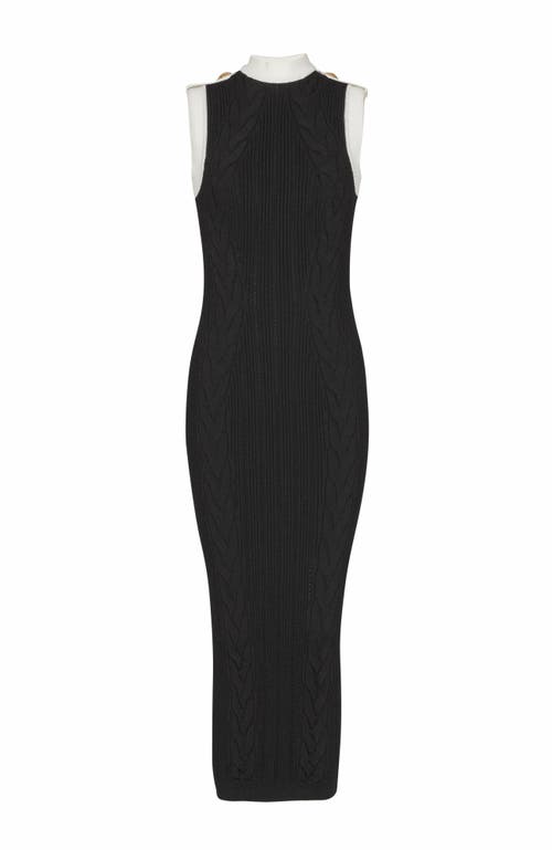 Balmain Sleeveless Torsade Knit Long Dress In Black