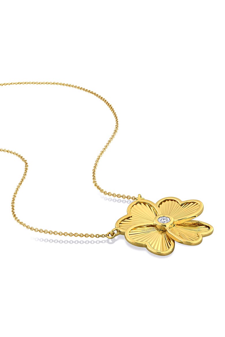 Diamond Flower Necklace 10k, Alternate, color, Yellow Gold