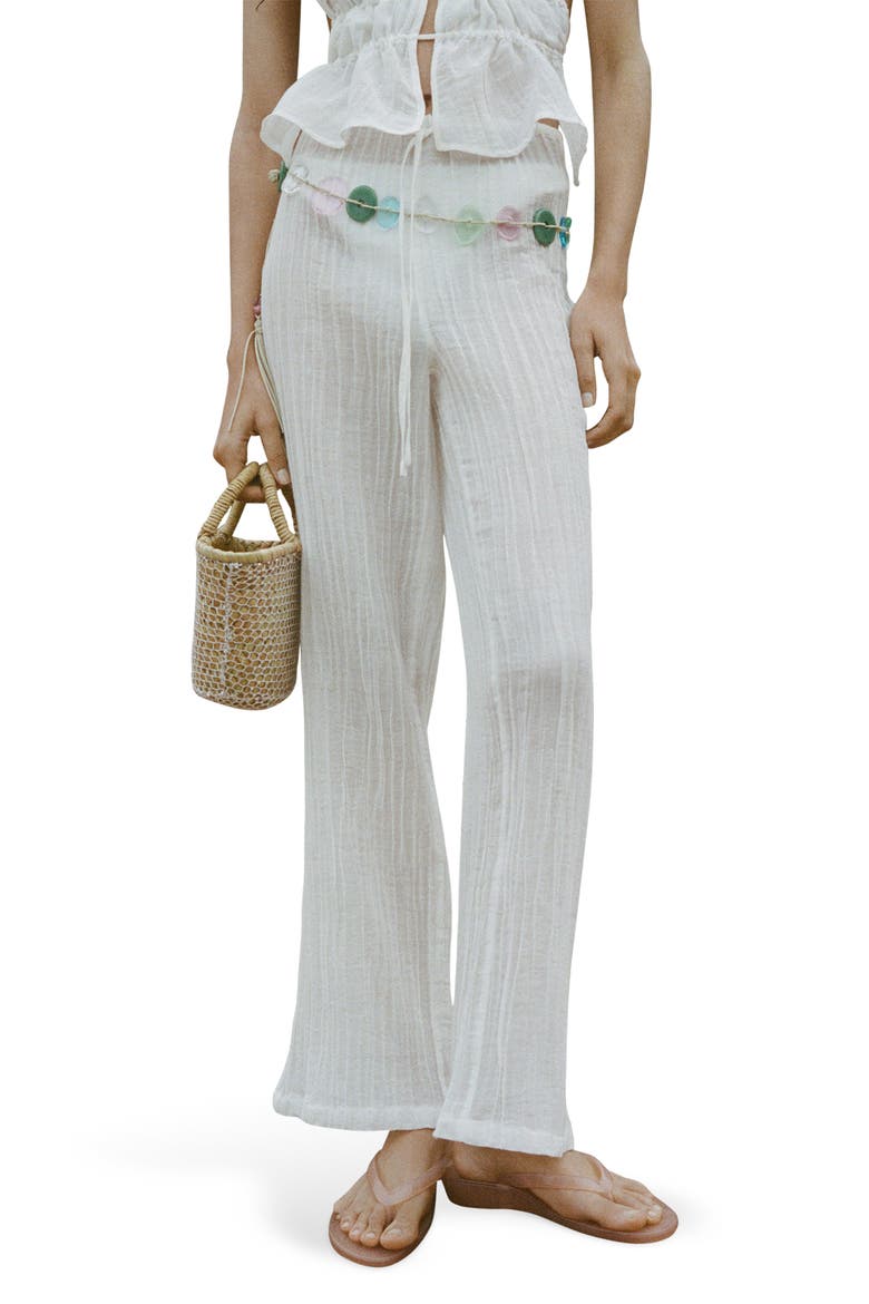 Satin Drawstring Wide Leg Pants, Main, color, WHITE