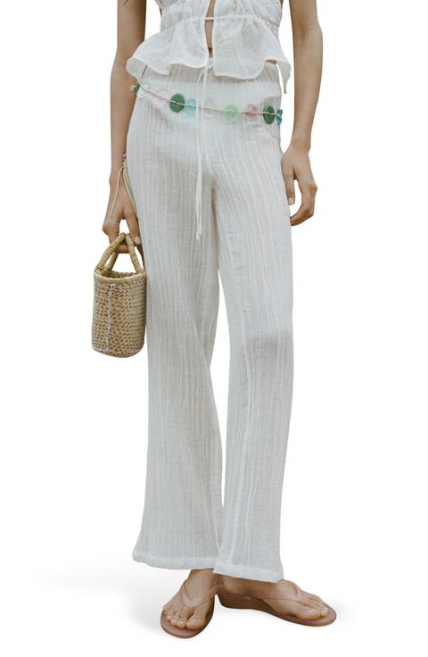 Satin Drawstring Wide Leg Pants