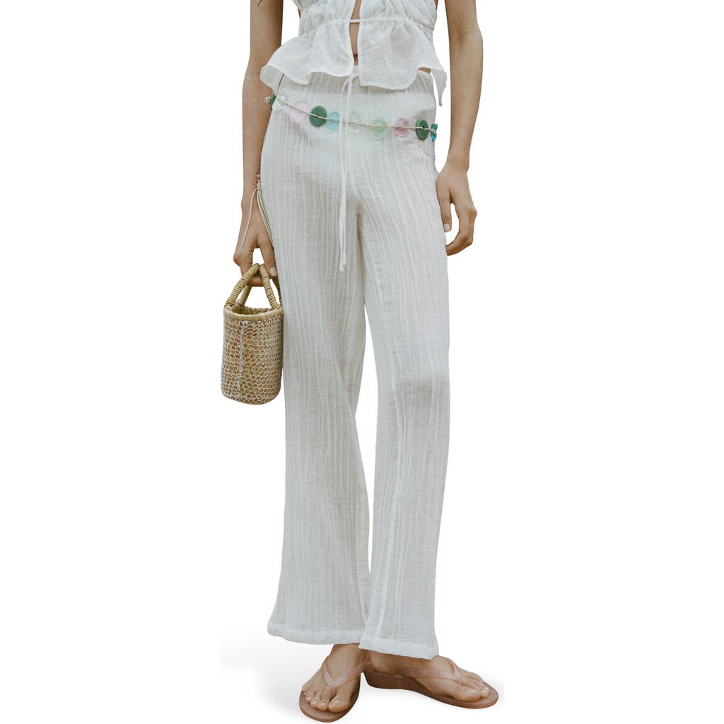 Mango Satin Drawstring Wide Leg Pants In Gray