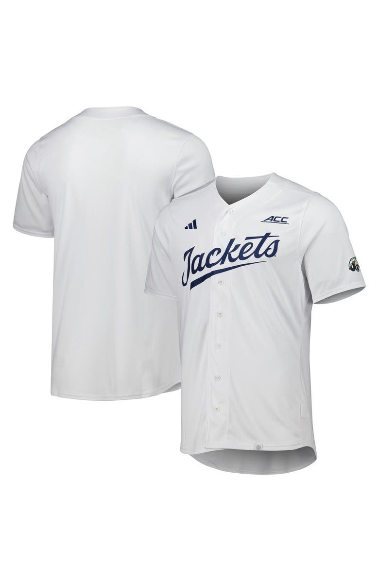 adidas Men's adidas White GA Tech Yellow Jackets Team Baseball Jersey, Main, color, White