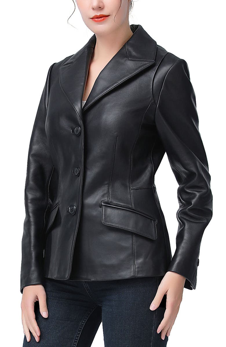 Kimi & Kai Mya Leather Blazer, Alternate, color, Black