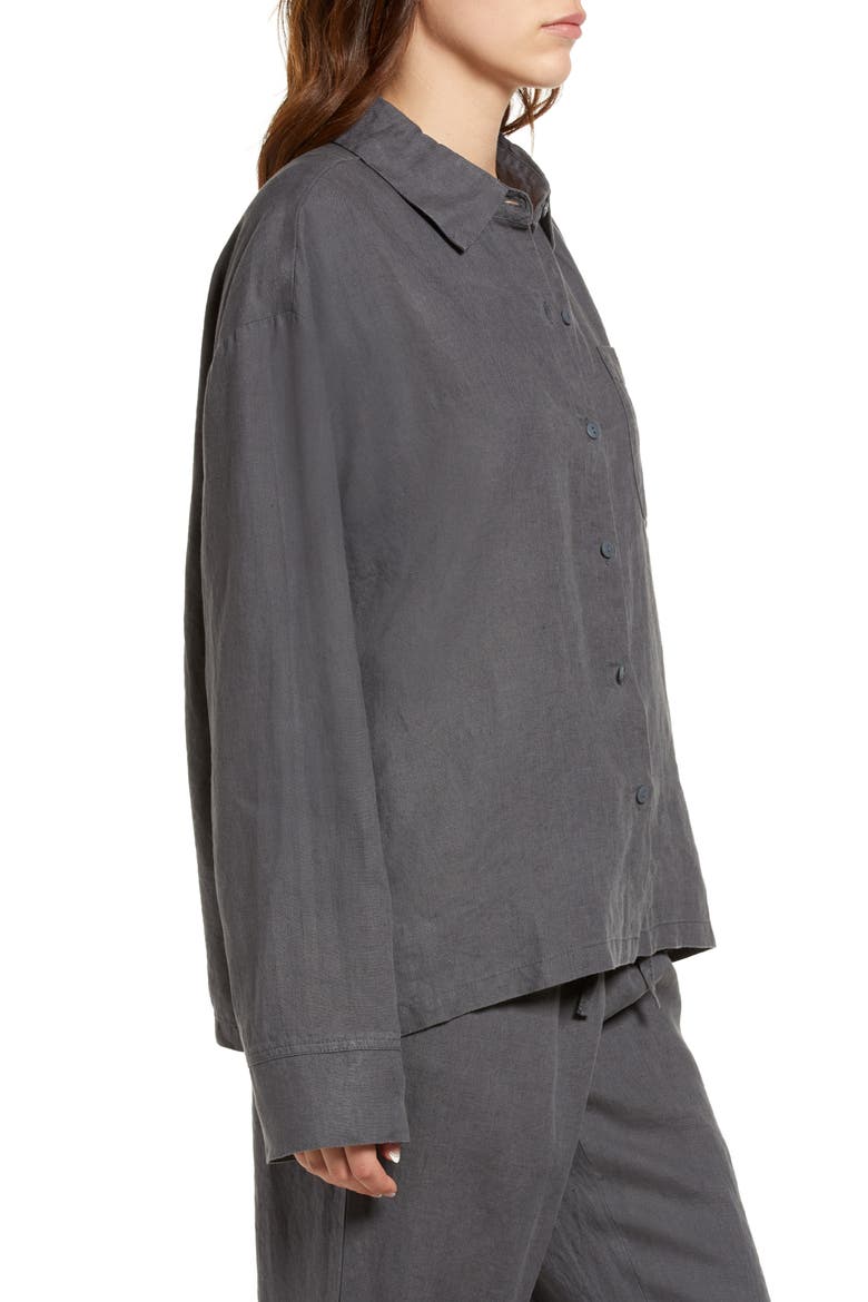 Women's Linen Shirt, Alternate, color, COAL