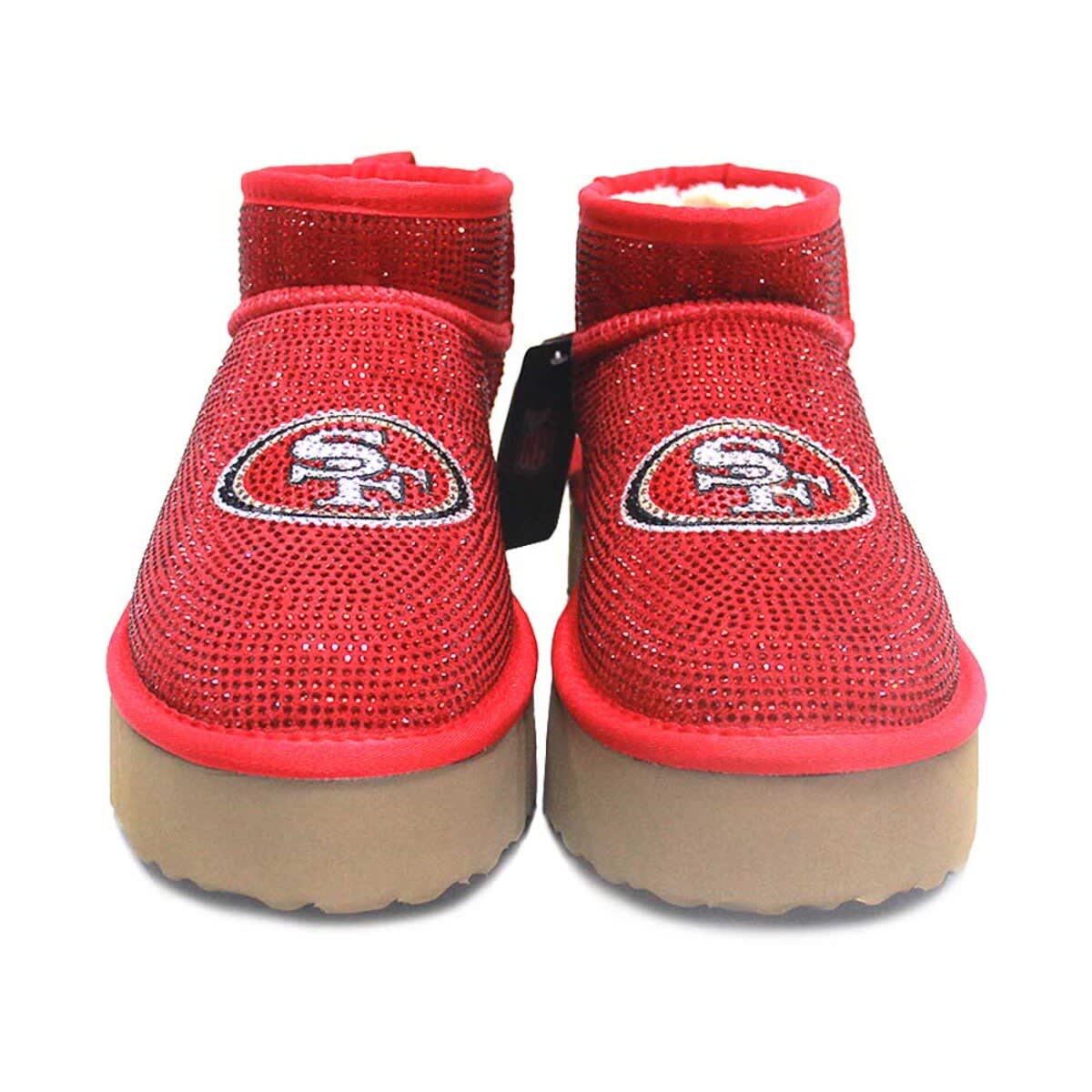 CUCE Women's Cuce Scarlet San Francisco 49ers Crystal Platform Boots, Alternate, color, 