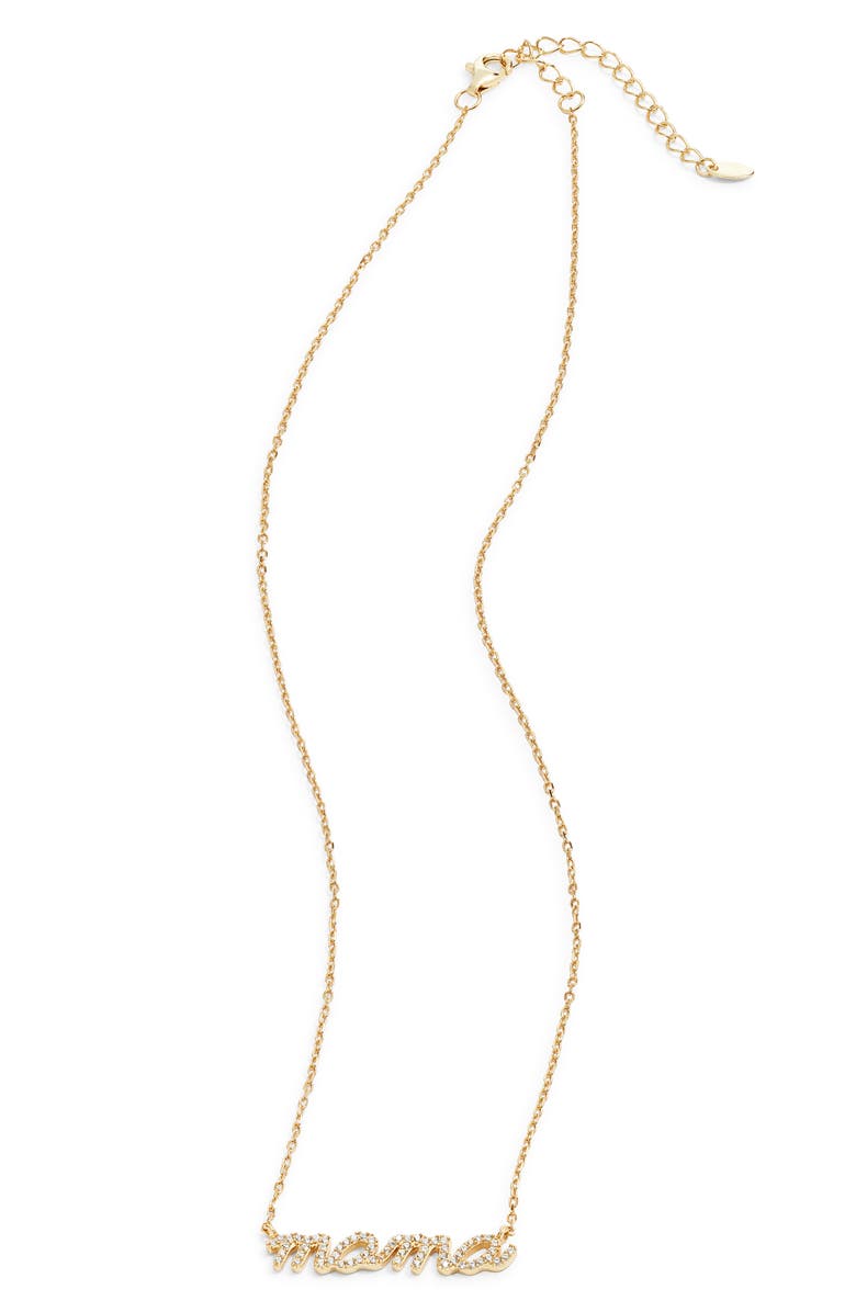 Argento Vivo Sterling Silver Mama Pavé Boxed Necklace, Alternate, color, Gold