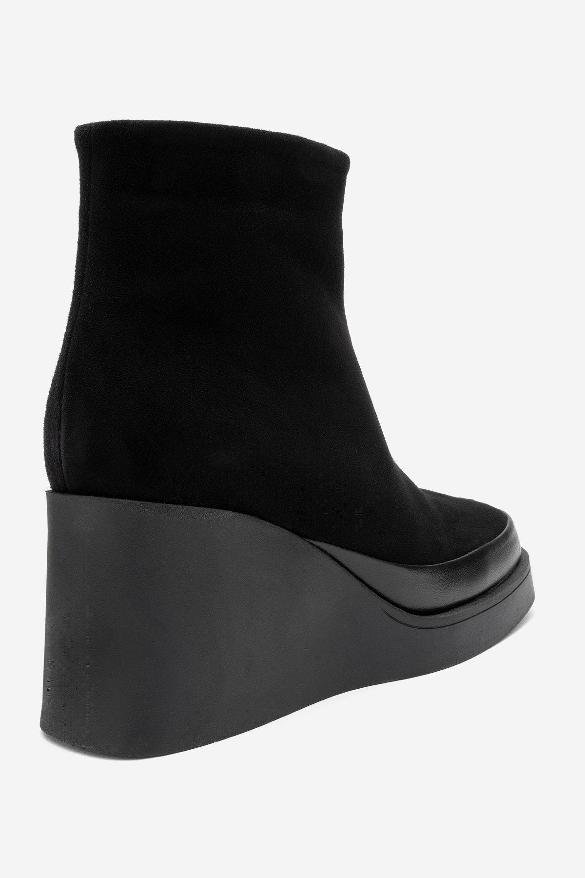 Forever & Always Shoes Livia Leather Wedge Boot, Alternate, color, Black