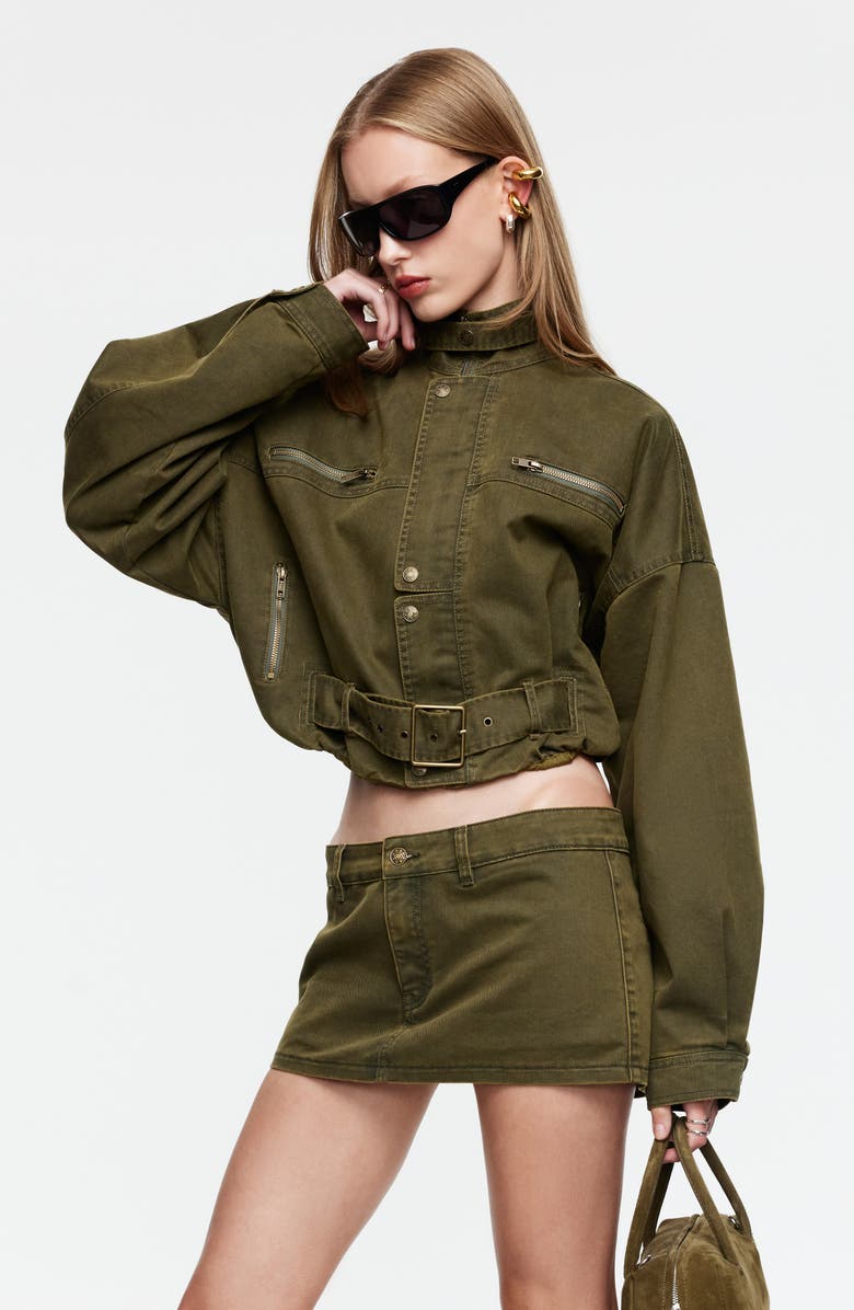 LIONESS Rinata Cotton Blend Jacket, Alternate, color, Khaki