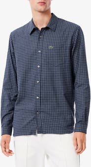 Lacoste Regular Fit Plaid Flannel Button-Up Shirt