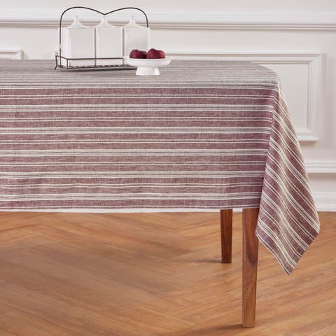 Linen Table Throw - Chelsea Stripe, 52" x 52" Inch