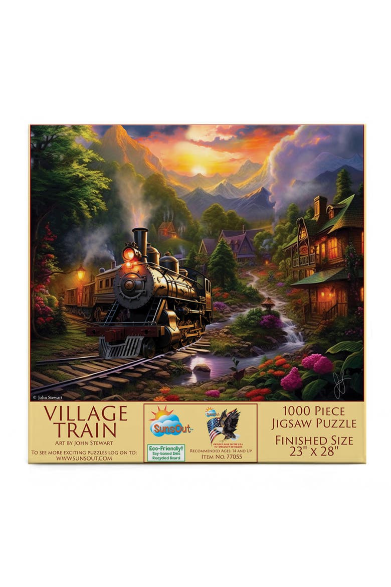 Village Train 1000 piece Jigsaw Puzzle for Adults, Alternate, color, Multicolor