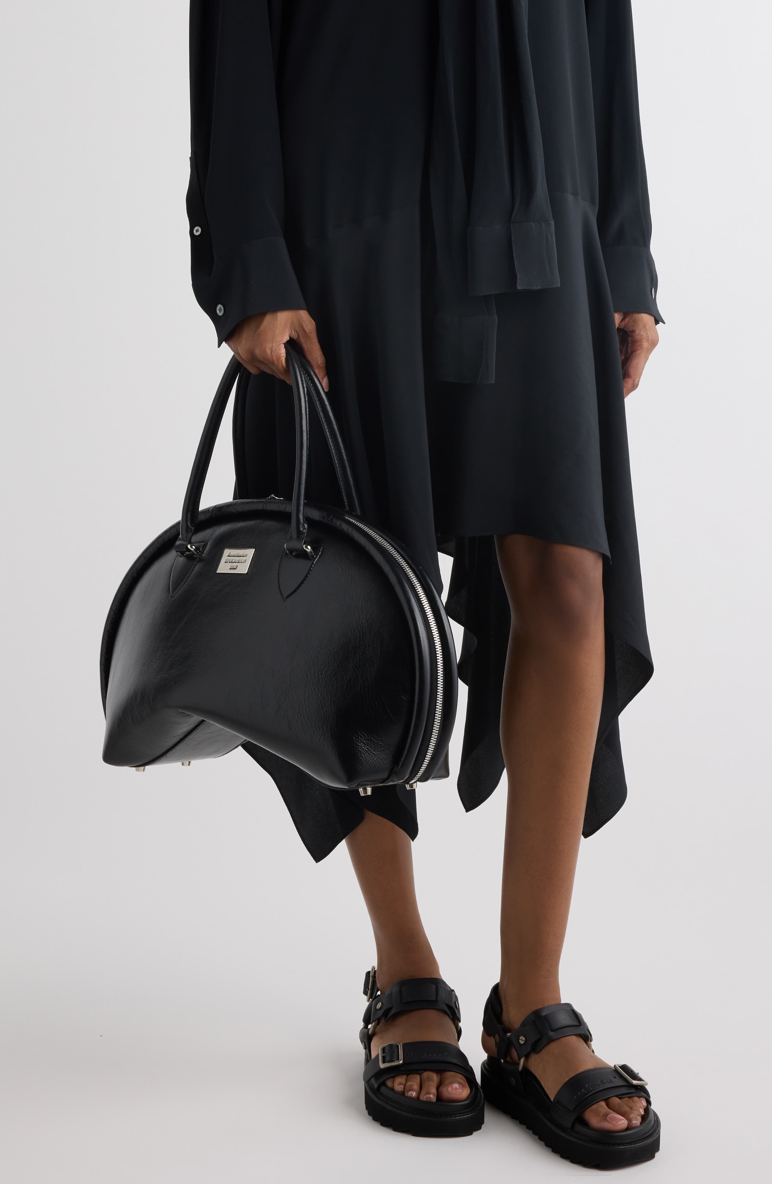 Acne Studios Bowlina Leather Top Handle Bag, Alternate, color, 