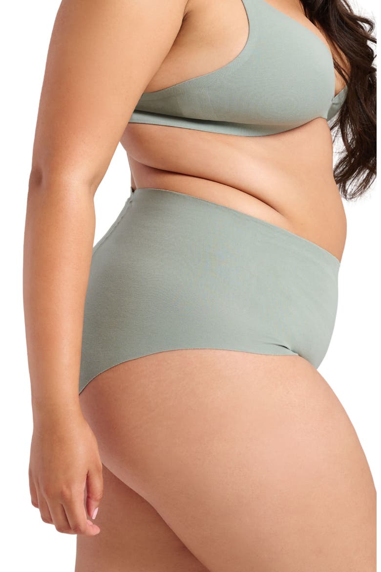 Organic Cotton No-Show Shaping Brief, Alternate, color, Sage