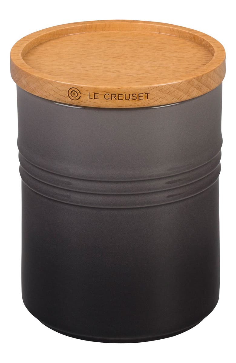 Le Creuset Glazed 22 Ounce Stoneware Storage Canister with Wooden Lid, Main, color, 