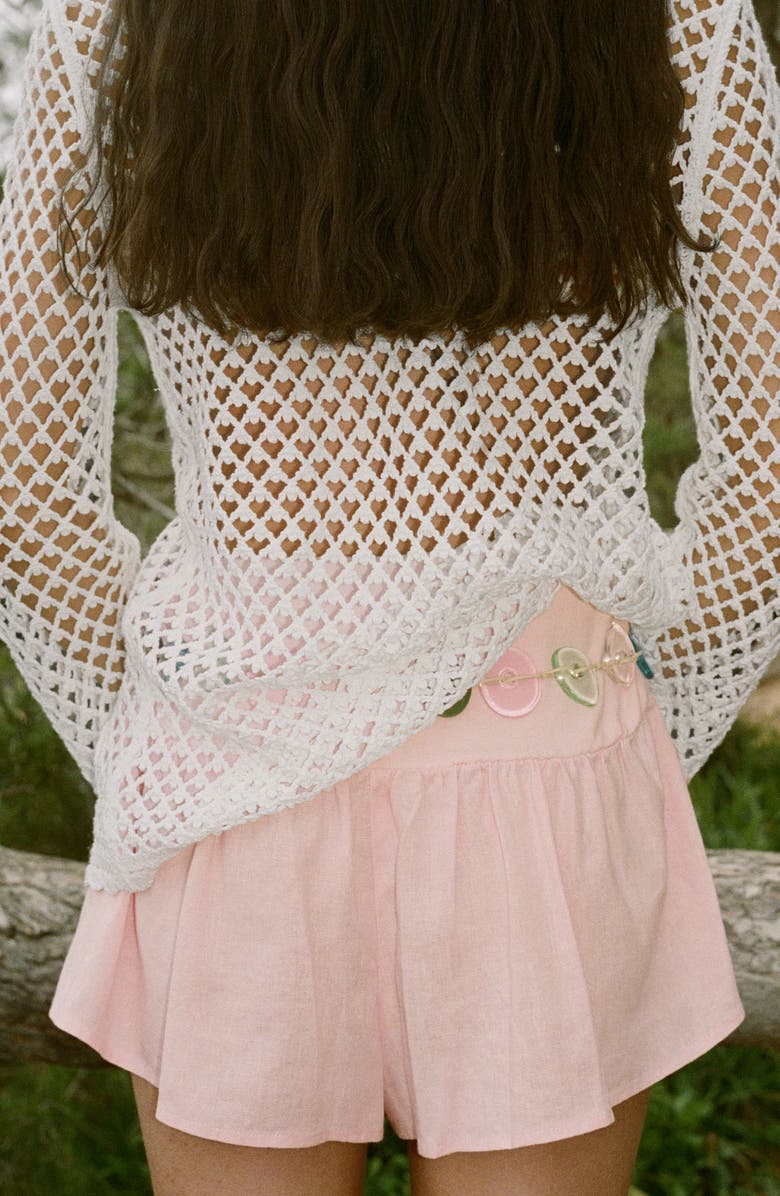 MANGO Floral Tie Front Cotton Blend Cardigan, Alternate, color, White