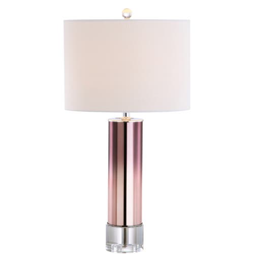 Jonathan Y Edward 27" Glass /crystal Led Table Lamp In Rose Gold