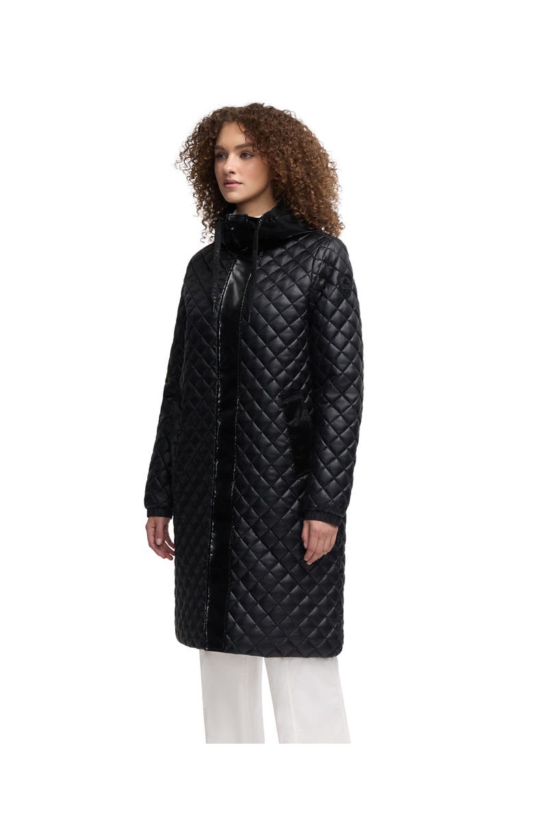 Pajar Peridot Diamond Quilted Longline Shacket, Alternate, color, Black