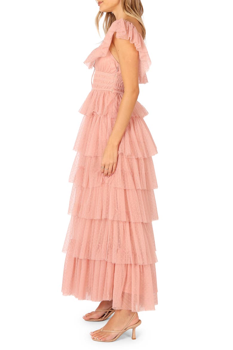 Belle Swiss Dot Tulle Tiered Maxi Dress, Alternate, color, BLUSH