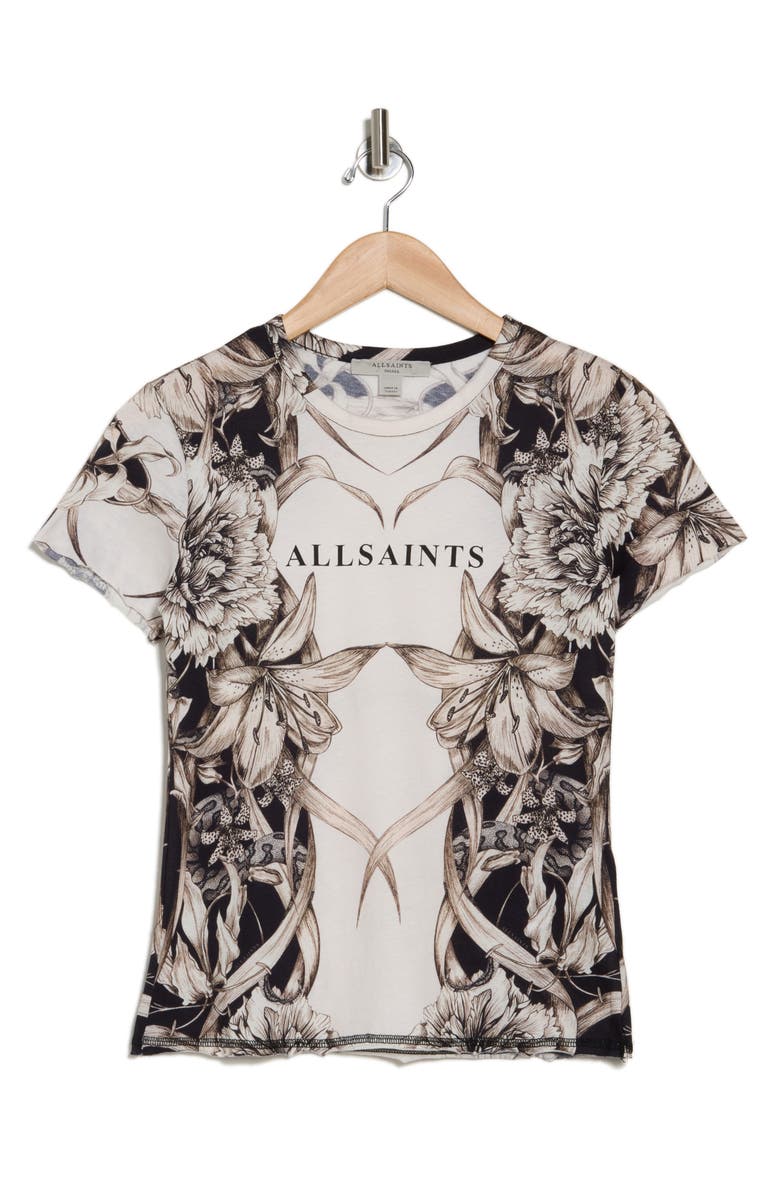 AllSaints Pattie Bela Cotton T-Shirt, Alternate, color, Ecru White/ Black