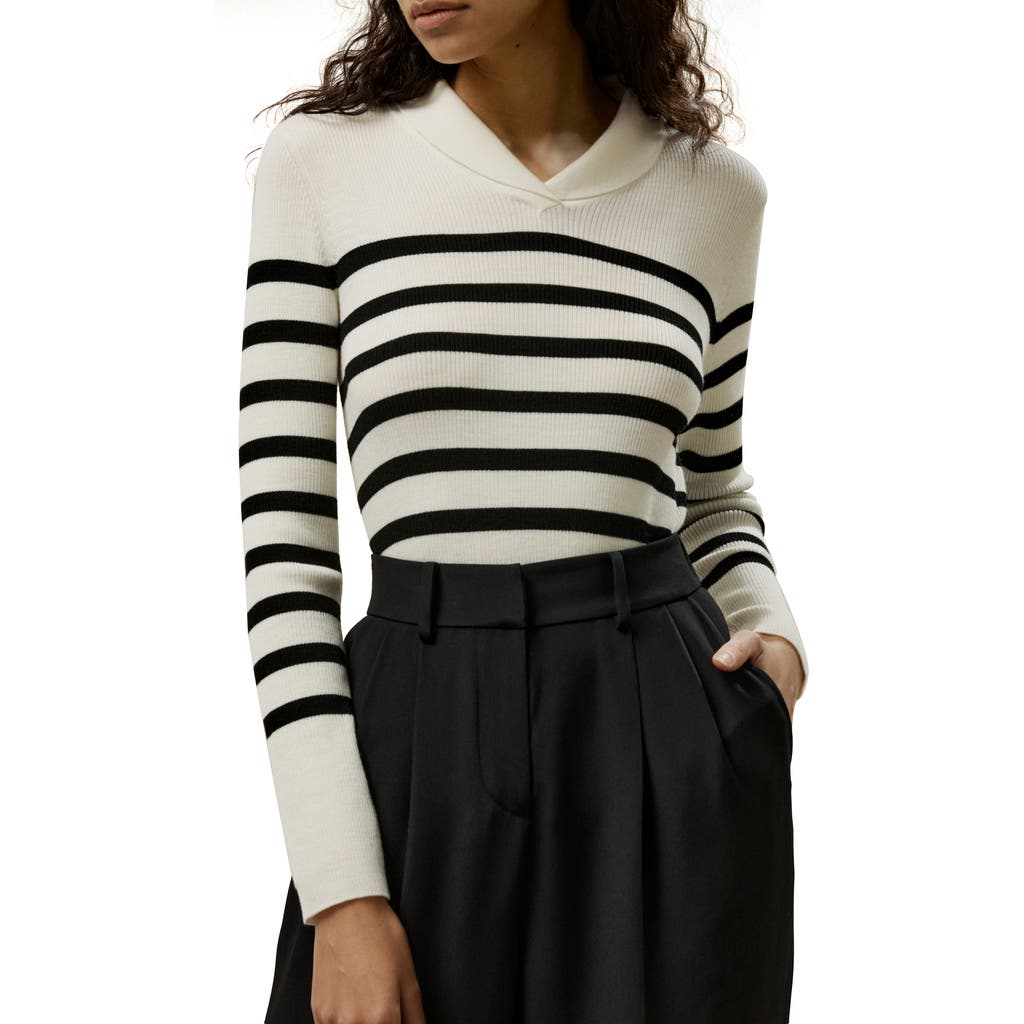 LILYSILK LILYSILK STRIPED ULTRA-FINE MERINO WOOL SWEATER