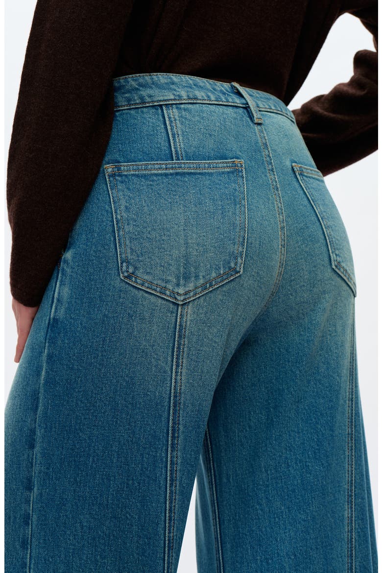 Jermy Seamed High Waist Raw Hem Wide Leg Jeans, Alternate, color, VINTAGE MEDIUM BLUE