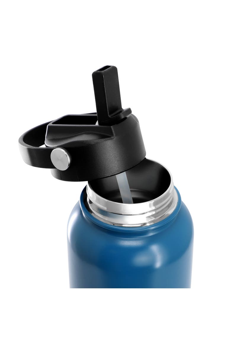 Marina 38 Ounce Double Wall Stainless Steel Thermal Bottle with Lid and Straw, Alternate, color, Blue