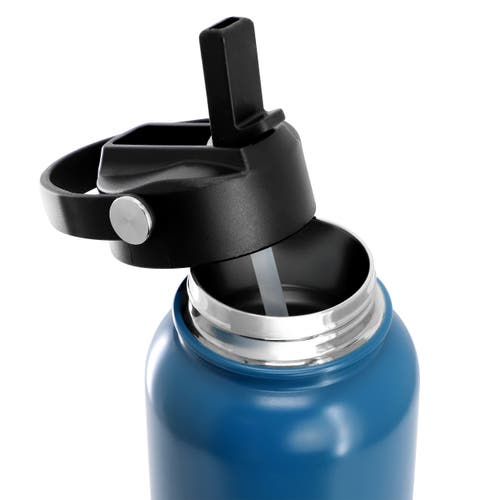 Gibson Home Marina 38 Ounce Double Wall Stainless Steel Thermal Bottle With Lid And Straw In Blue