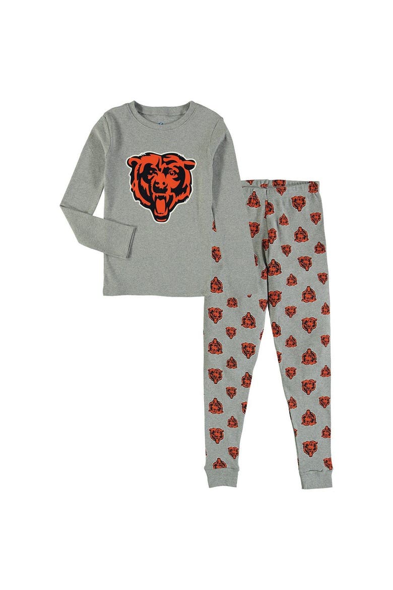 Youth Heathered Gray Chicago Bears Long Sleeve T-Shirt & Pants Sleep Set, Main, color, Gray