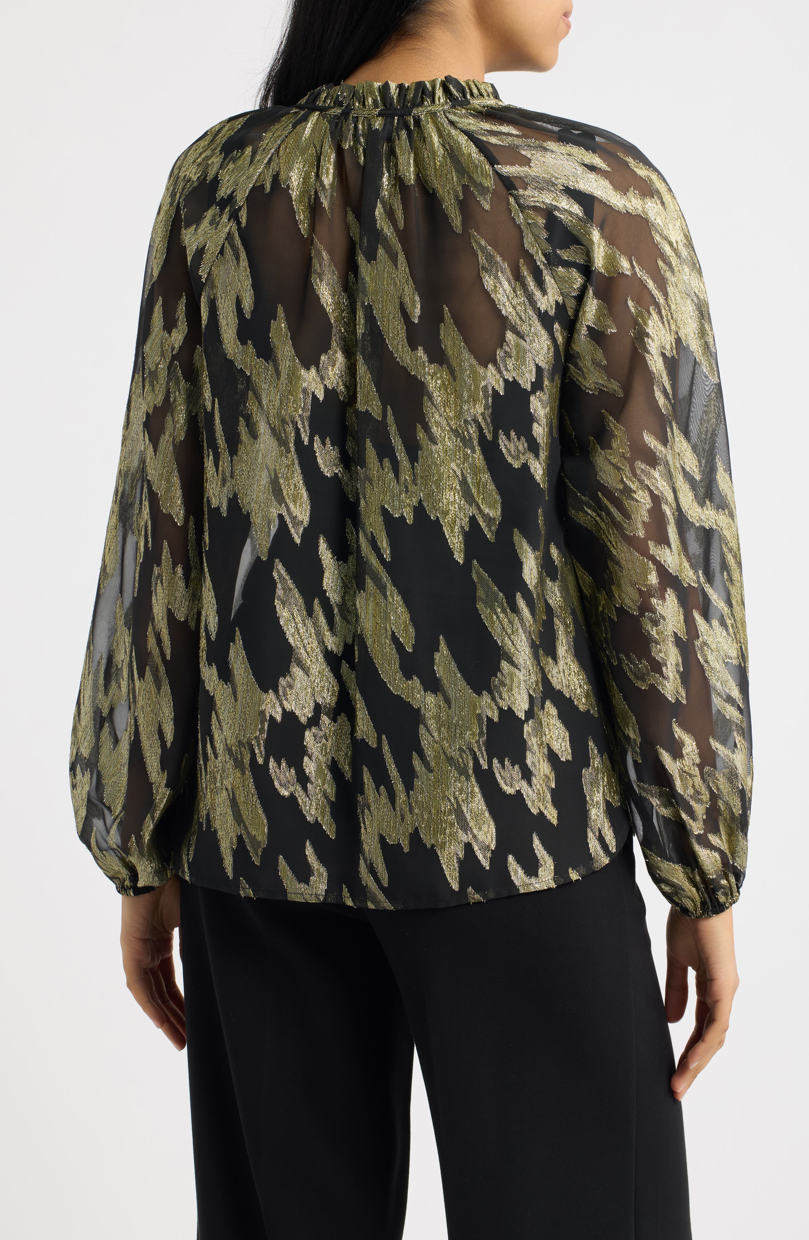 Tahari ASL Foil Tie Neck Top (Women) | Nordstrom