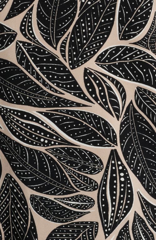 Anne Klein Leaf Print Sleeveless Top In Anne Black/latte