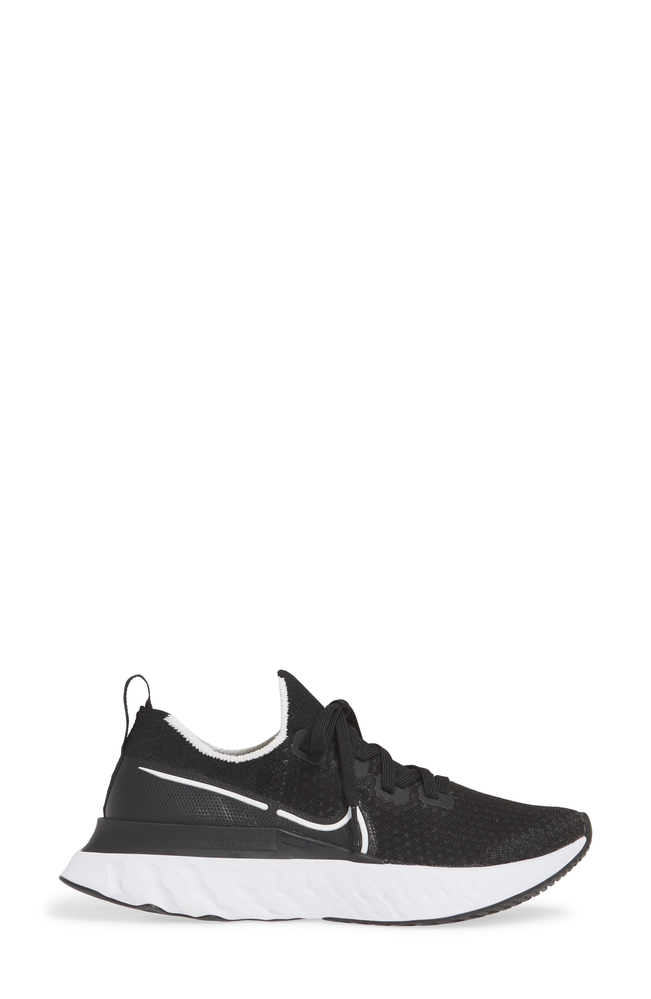 React Infinity Run Flyknit Running Shoe, Alternate, color, BLACK/ WHITE/ DARK GREY