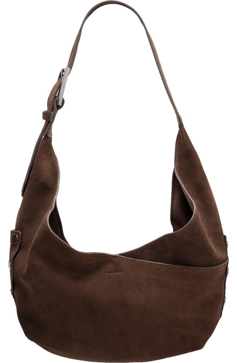HAMMITT Tom Zip Medium Hobo Bag, Main, color, Belted Suede/ Gunmetal