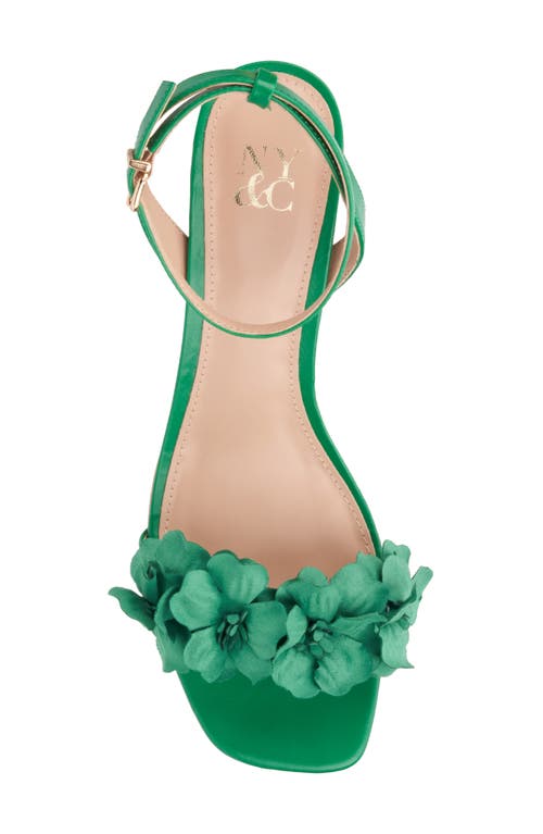 Shop New York And Company Gwendolyn Flower Strap Sandal In Green
