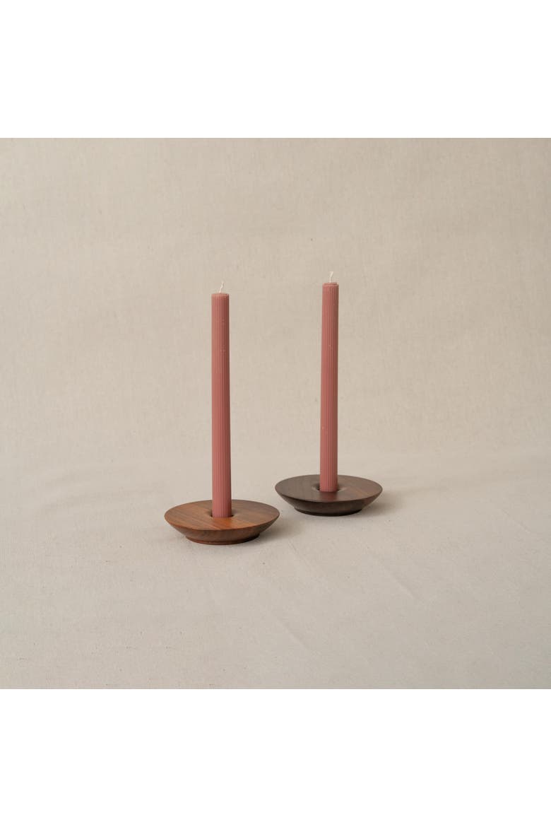 Dish Candlestick Holder Pair, Main, color, Brown