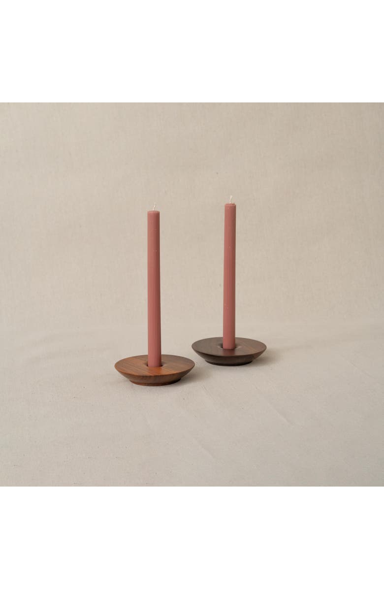 Pare Dish Candlestick Holder Pair, Main, color, Brown