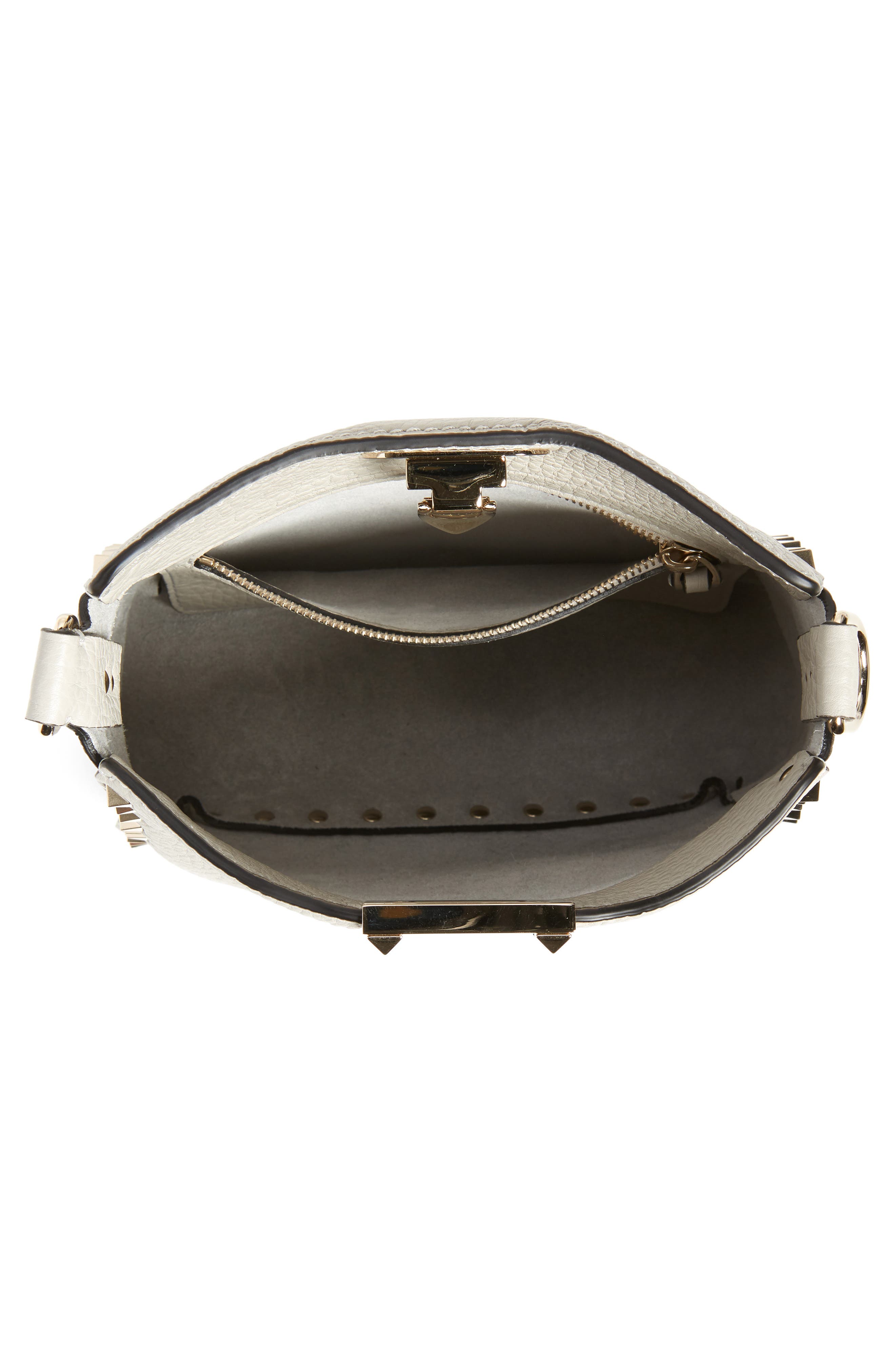 Mini Rockstud Leather Hobo Bag, Alternate, color, OPAL GREY